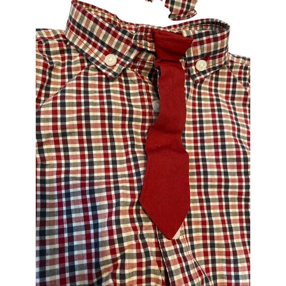 Baby 8 Boy 3-6 Months Plaid Bodysuit Hat Outfit Set Holiday Special Occasion - Picture 3 of 7